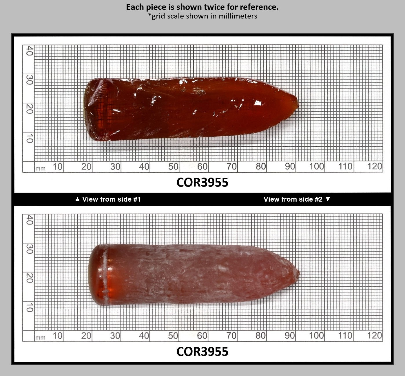 Padpardscha #55RS Lab Created Corundum Sapphire Faceting Rough for Gem Cutting - Various Sizes - Split Boule : COR3955