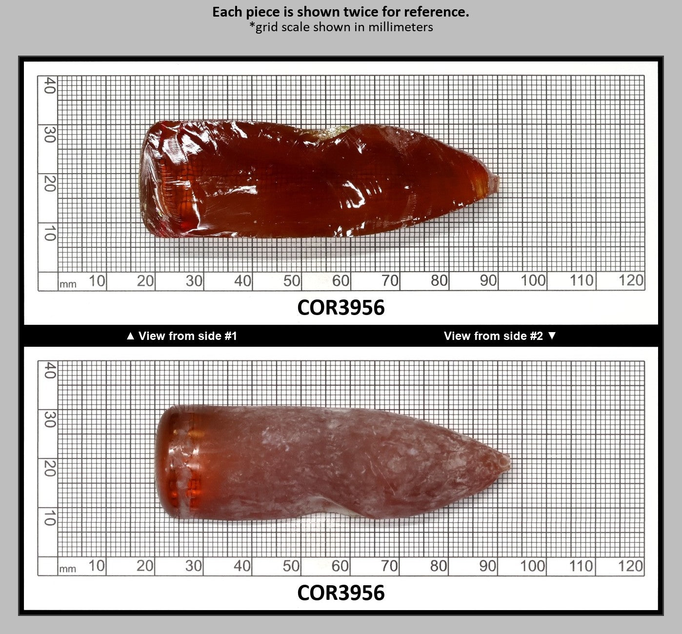 Padpardscha #55RS Lab Created Corundum Sapphire Faceting Rough for Gem Cutting - Various Sizes - Split Boule : COR3956