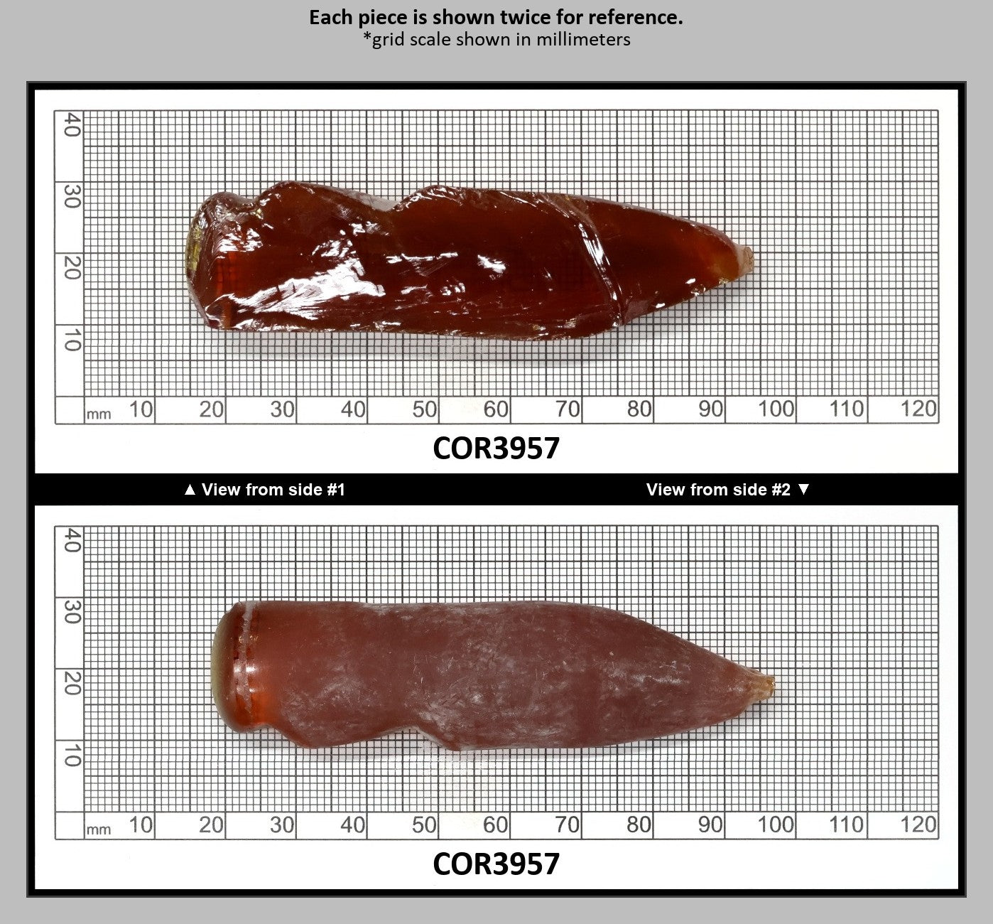 Padpardscha #55RS Lab Created Corundum Sapphire Faceting Rough for Gem Cutting - Various Sizes - Split Boule : COR3957