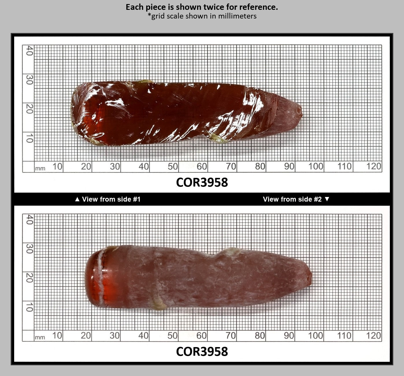 Padpardscha #55RS Lab Created Corundum Sapphire Faceting Rough for Gem Cutting - Various Sizes - Split Boule : COR3958