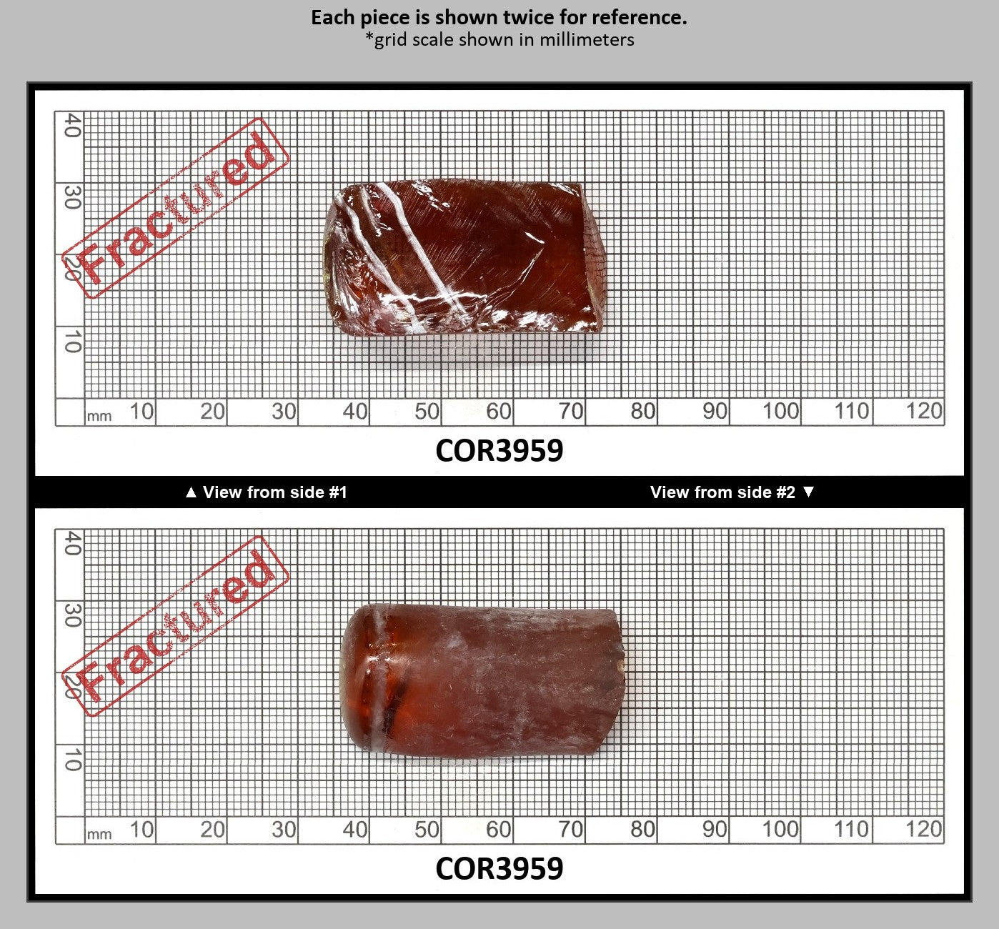Padpardscha #55RS Lab Created Corundum Sapphire Faceting Rough for Gem Cutting - Various Sizes - Split Boule : COR3959
