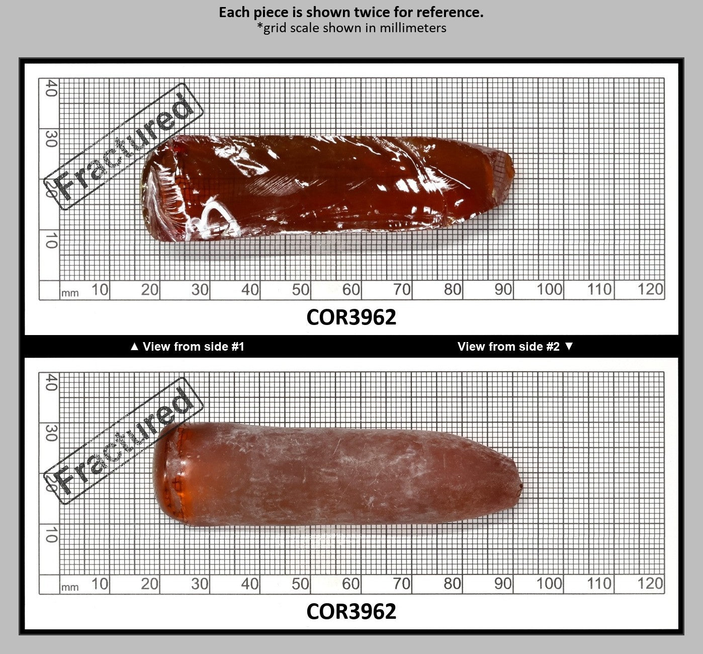 Padpardscha #55RS Lab Created Corundum Sapphire Faceting Rough for Gem Cutting - Various Sizes - Split Boule : COR3962