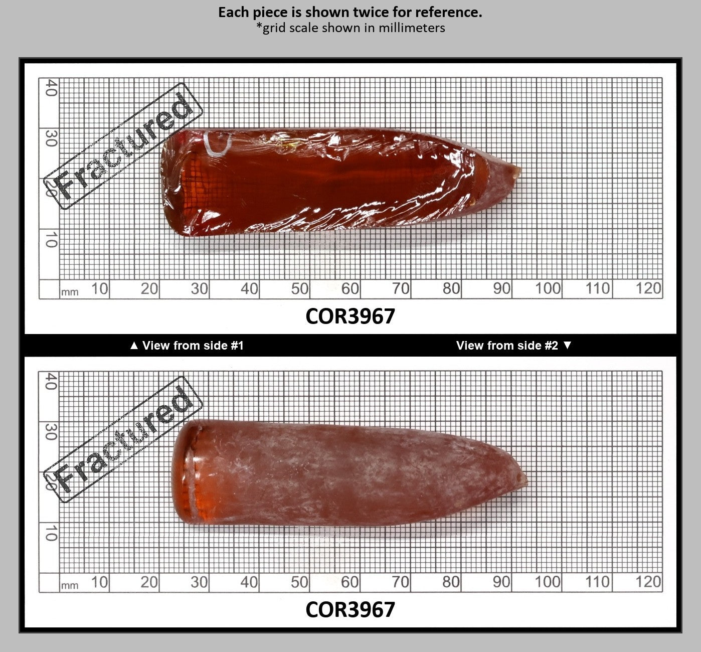 Padpardscha #55RS Lab Created Corundum Sapphire Faceting Rough for Gem Cutting - Various Sizes - Split Boule : COR3967