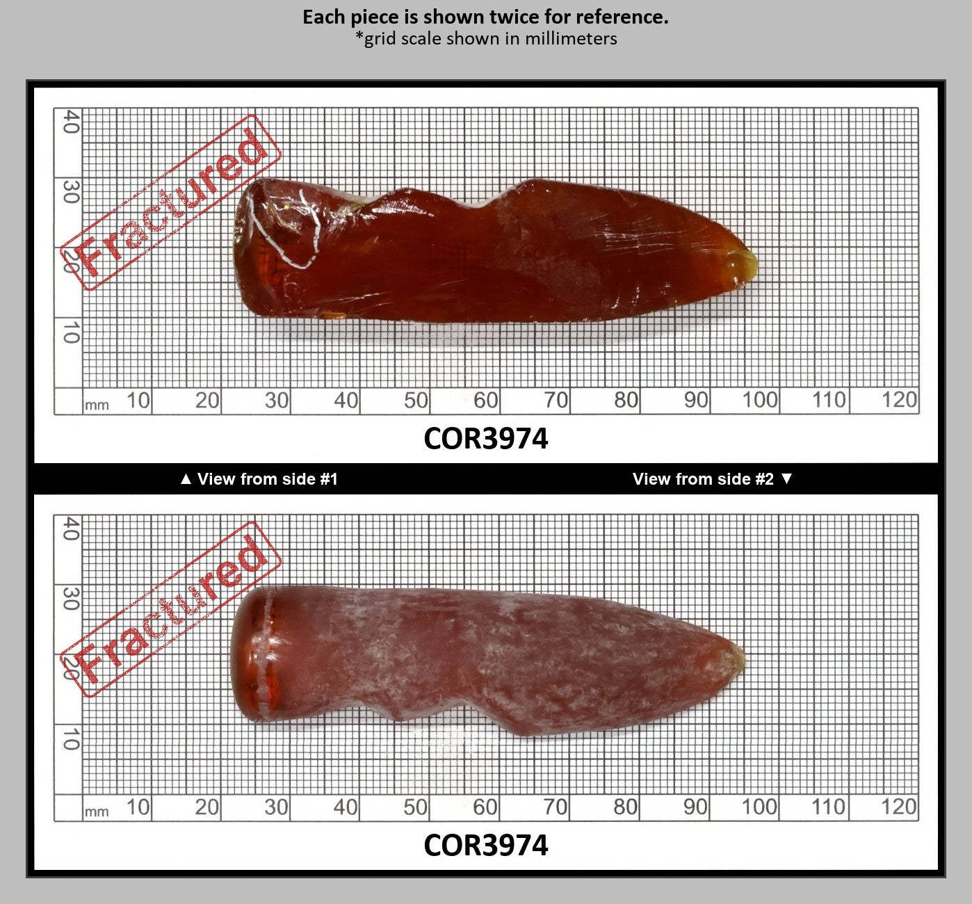 Padpardscha #55RS Lab Created Corundum Sapphire Faceting Rough for Gem Cutting - Various Sizes - Split Boule : COR3974