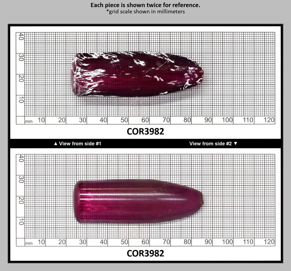 Purple #65 Lab Created Corundum Sapphire Faceting Rough for Gem Cutting - Various Sizes - Split Boule : COR3982