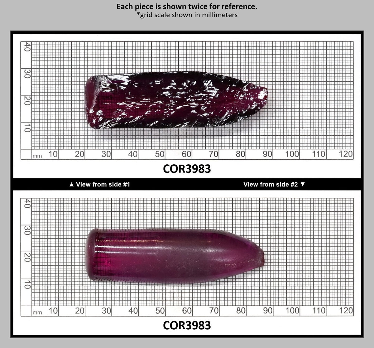 Purple #65 Lab Created Corundum Sapphire Faceting Rough for Gem Cutting - Various Sizes - Split Boule : COR3983