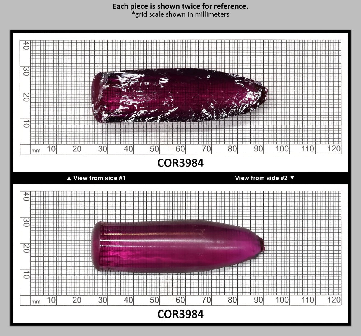 Purple #65 Lab Created Corundum Sapphire Faceting Rough for Gem Cutting - Various Sizes - Split Boule : COR3984