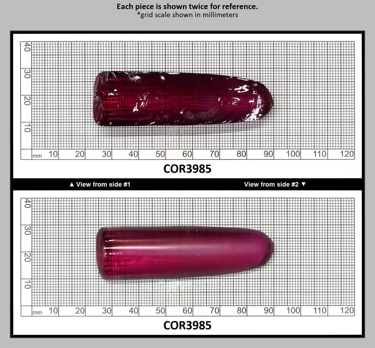 Purple #65 Lab Created Corundum Sapphire Faceting Rough for Gem Cutting - Various Sizes - Split Boule : COR3985