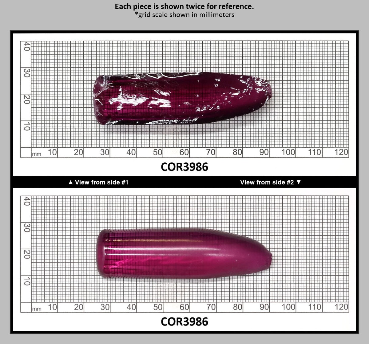 Purple #65 Lab Created Corundum Sapphire Faceting Rough for Gem Cutting - Various Sizes - Split Boule : COR3986