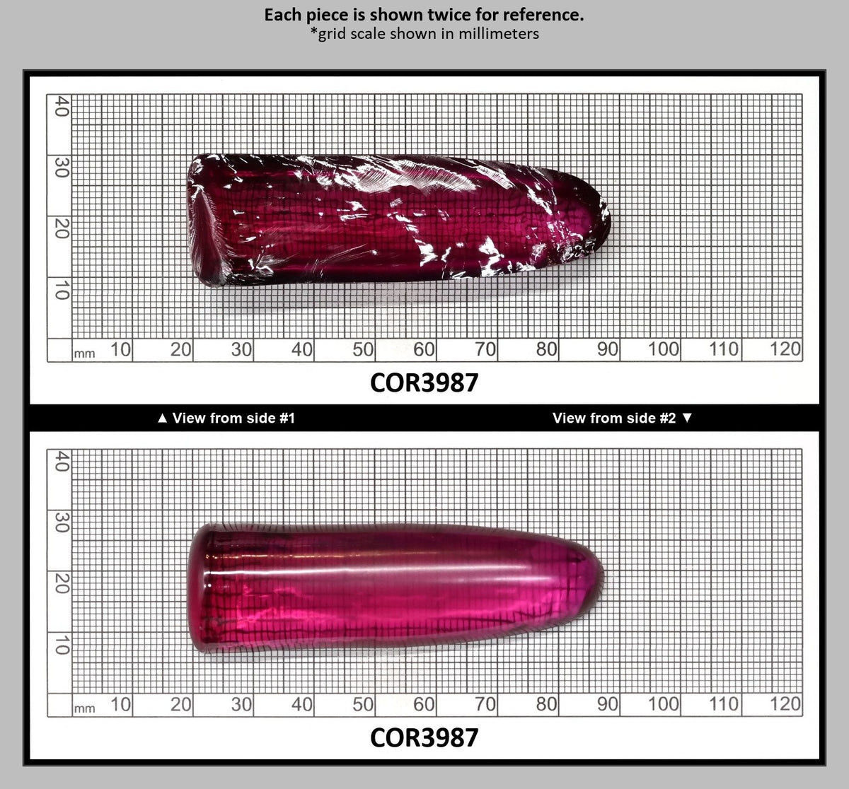 Purple #65 Lab Created Corundum Sapphire Faceting Rough for Gem Cutting - Various Sizes - Split Boule : COR3987