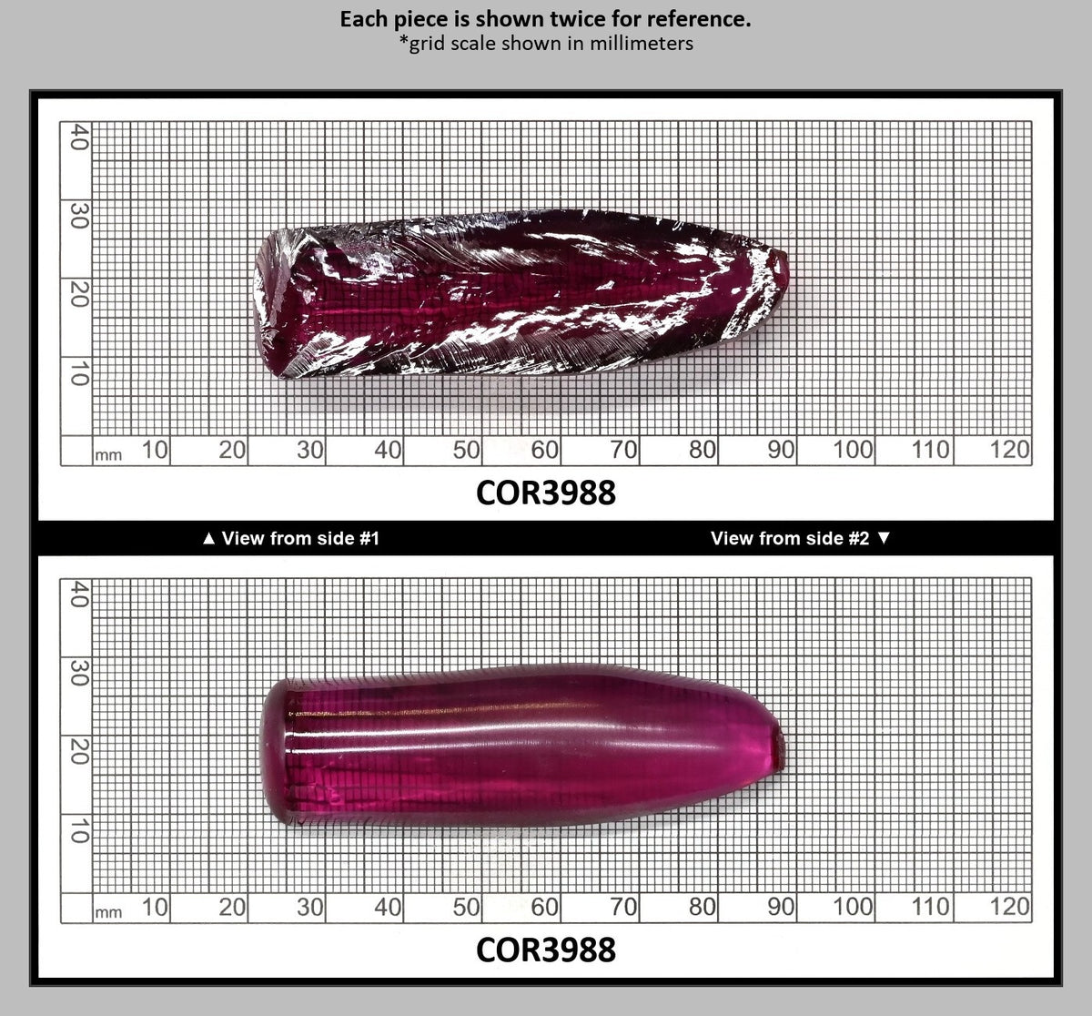 Purple #65 Lab Created Corundum Sapphire Faceting Rough for Gem Cutting - Various Sizes - Split Boule : COR3988