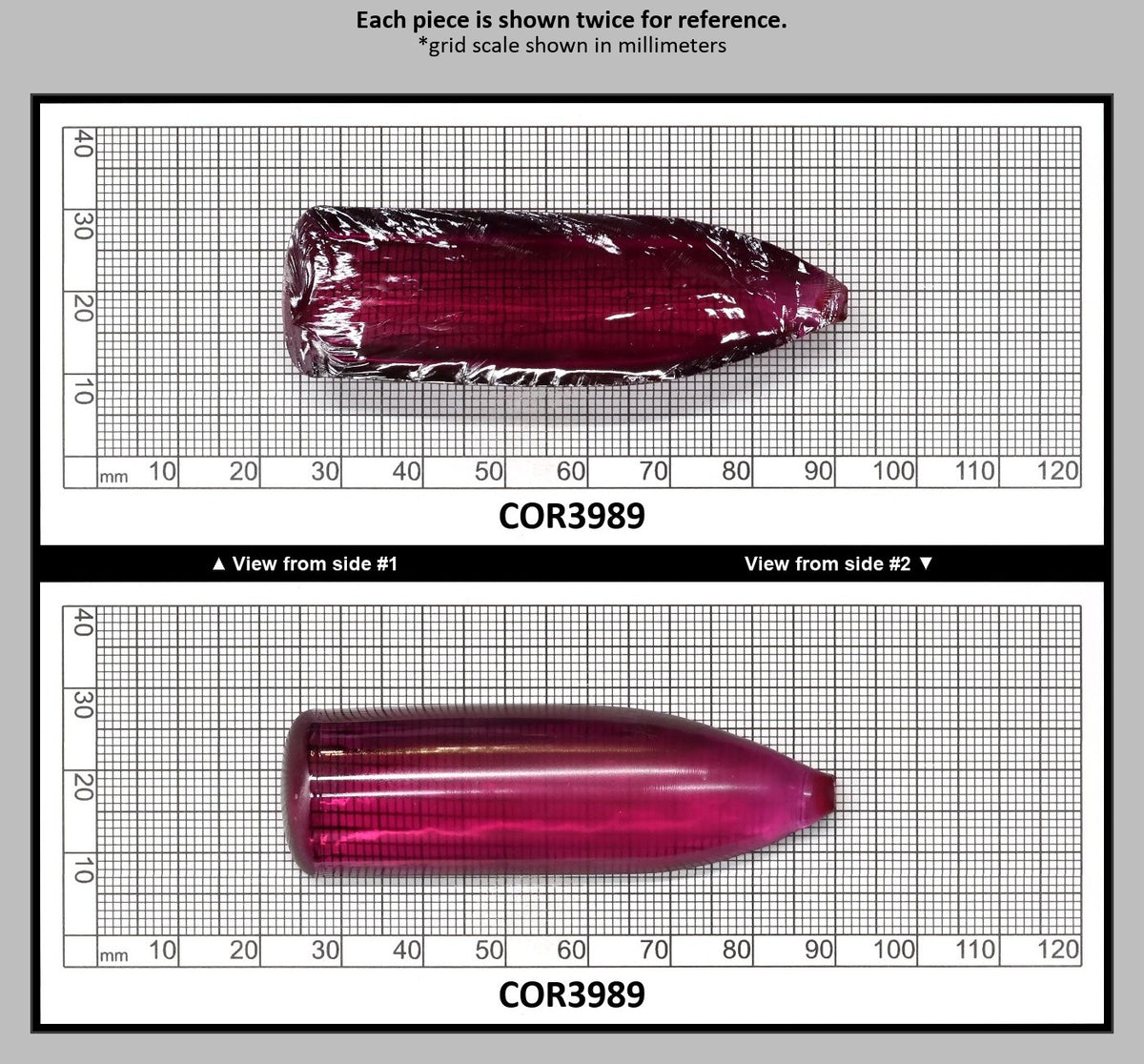 Purple #65 Lab Created Corundum Sapphire Faceting Rough for Gem Cutting - Various Sizes - Split Boule : COR3989