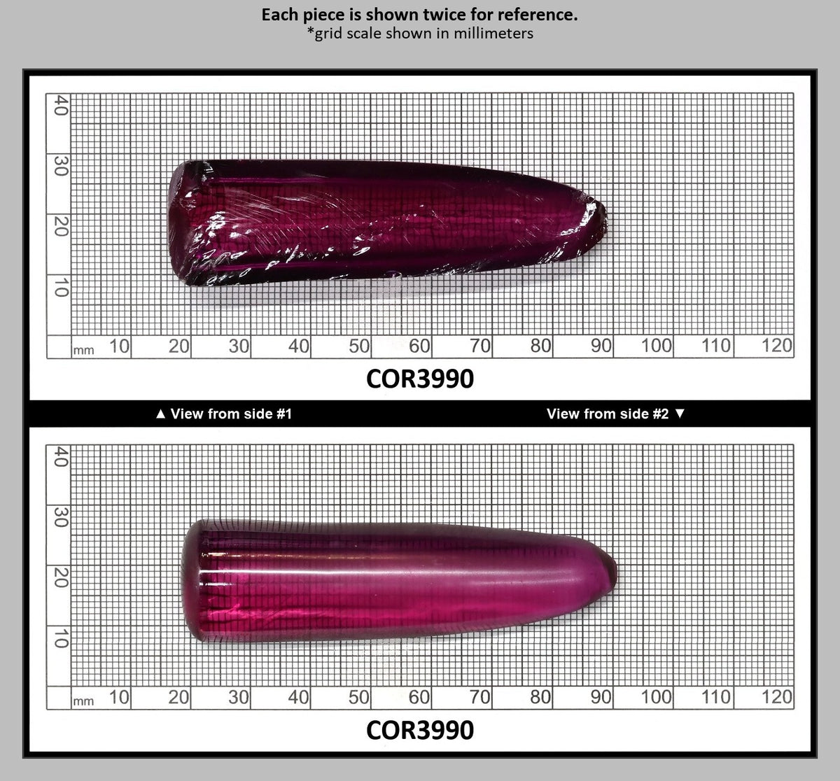 Purple #65 Lab Created Corundum Sapphire Faceting Rough for Gem Cutting - Various Sizes - Split Boule : COR3990