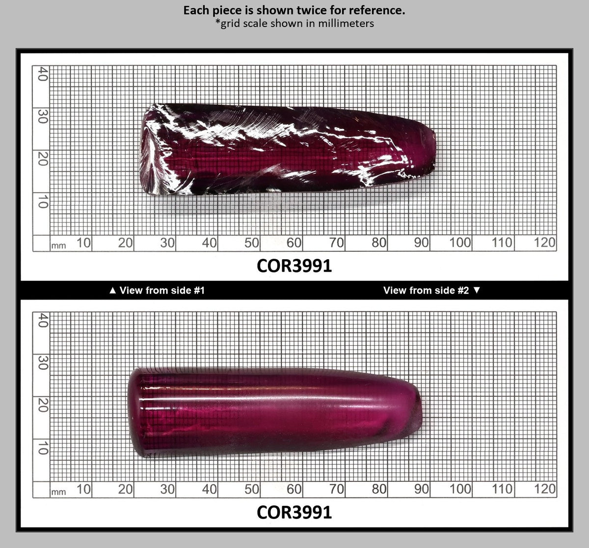Purple #65 Lab Created Corundum Sapphire Faceting Rough for Gem Cutting - Various Sizes - Split Boule : COR3991
