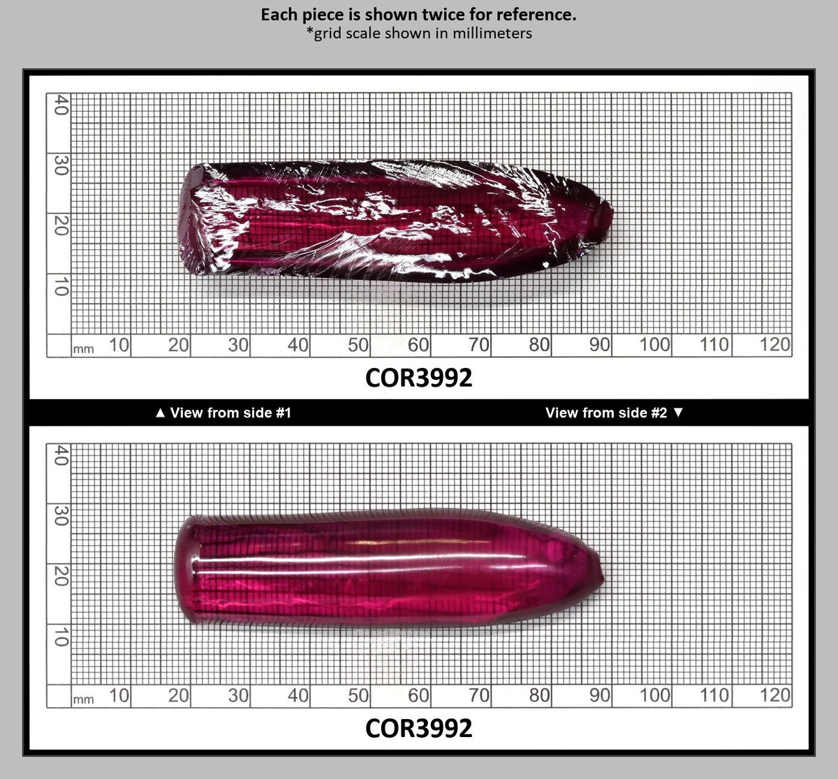 Purple #65 Lab Created Corundum Sapphire Faceting Rough for Gem Cutting - Various Sizes - Split Boule : COR3992