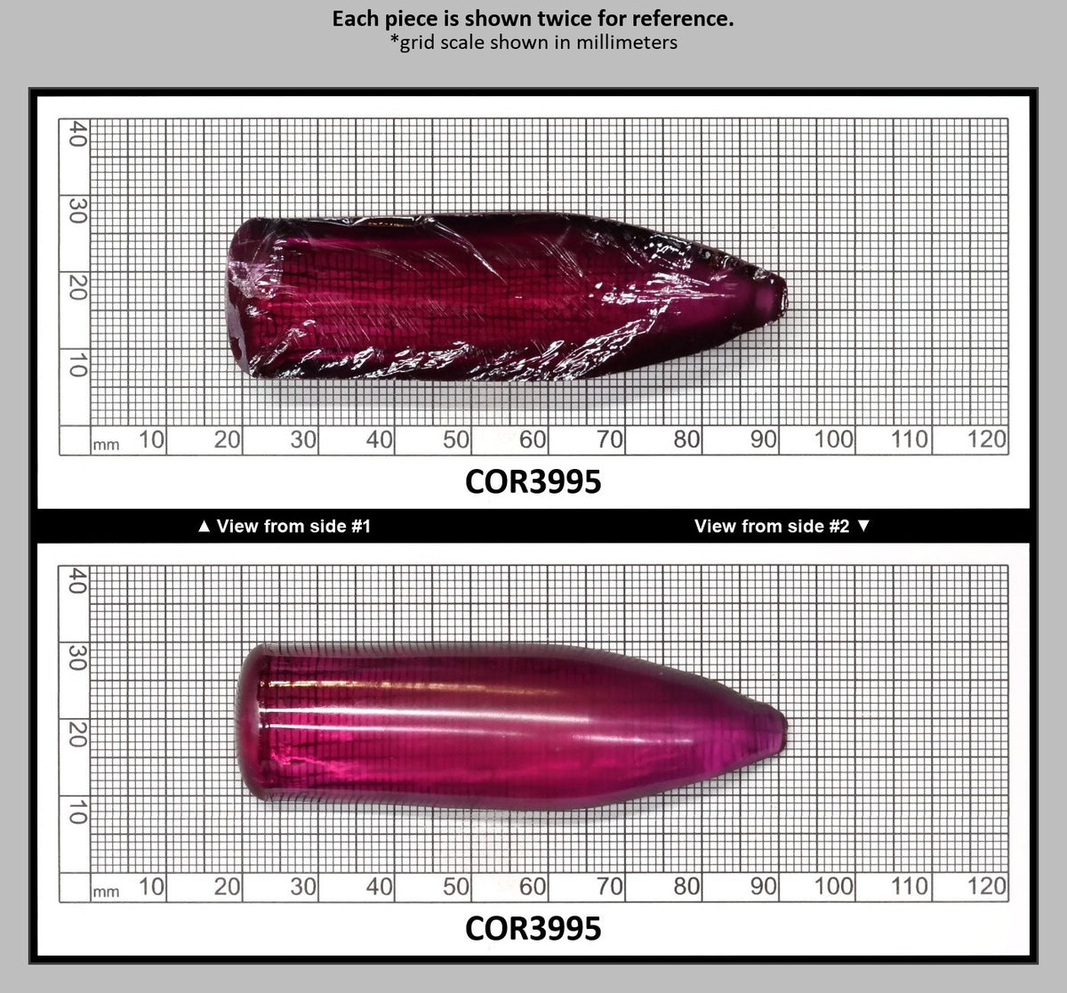 Purple #65 Lab Created Corundum Sapphire Faceting Rough for Gem Cutting - Various Sizes - Split Boule : COR3995