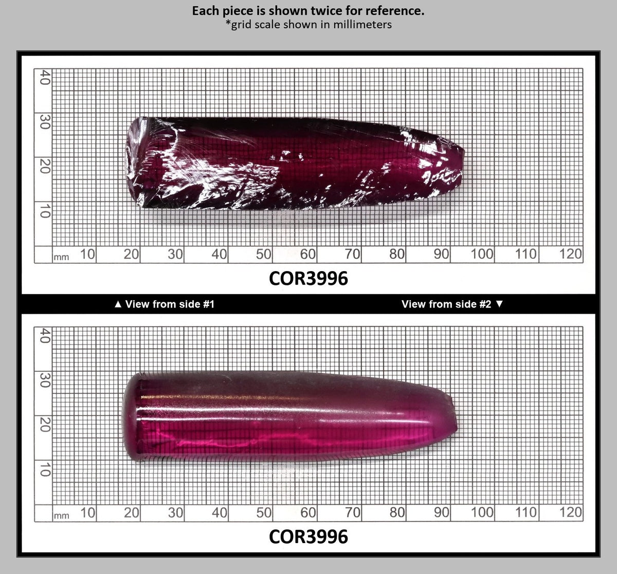 Purple #65 Lab Created Corundum Sapphire Faceting Rough for Gem Cutting - Various Sizes - Split Boule : COR3996