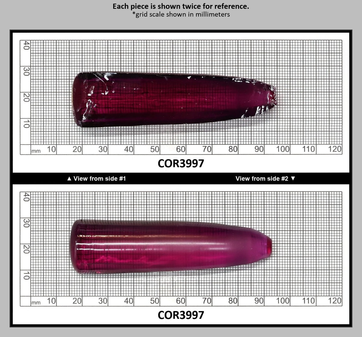 Purple #65 Lab Created Corundum Sapphire Faceting Rough for Gem Cutting - Various Sizes - Split Boule : COR3997