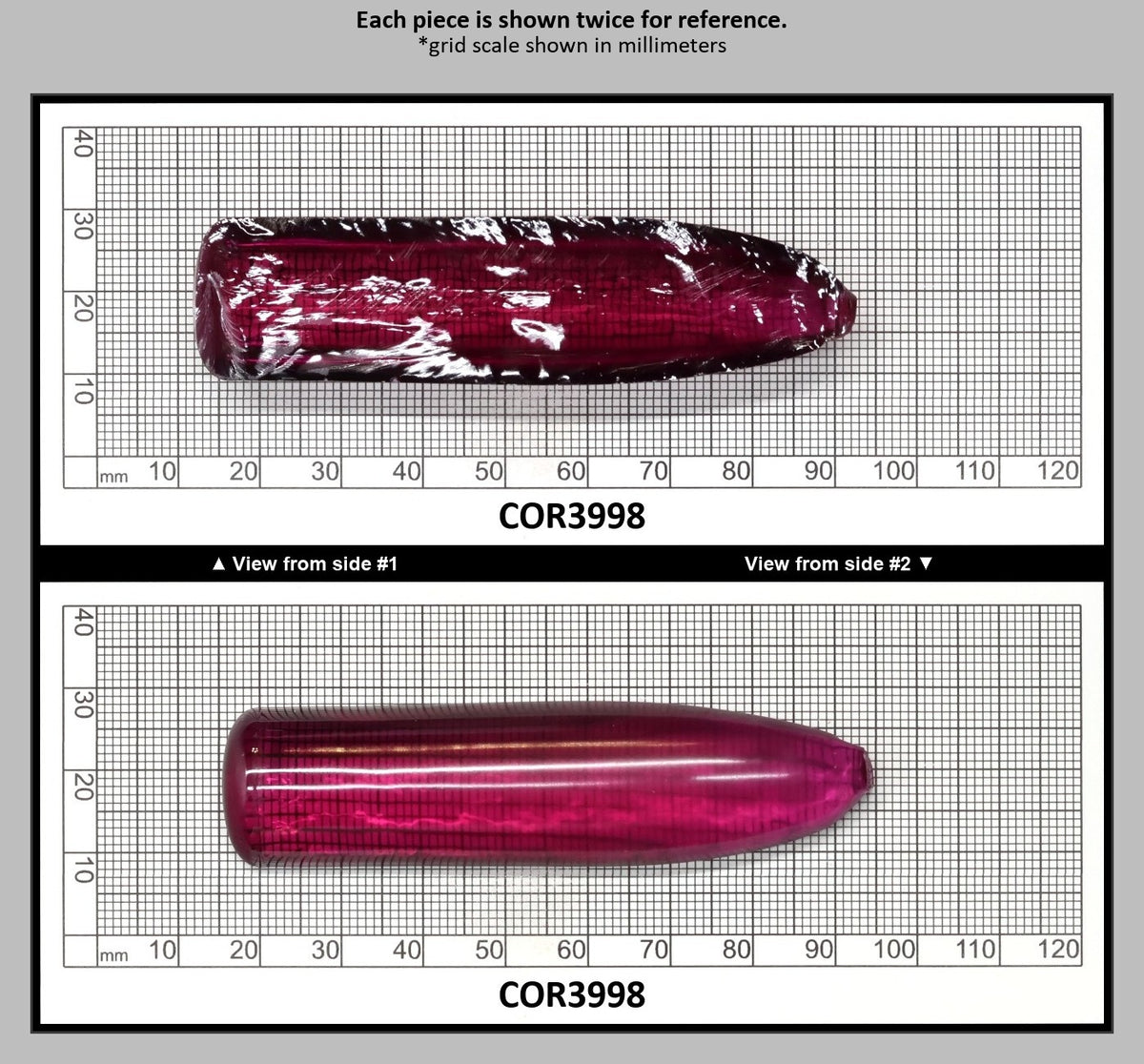 Purple #65 Lab Created Corundum Sapphire Faceting Rough for Gem Cutting - Various Sizes - Split Boule : COR3998
