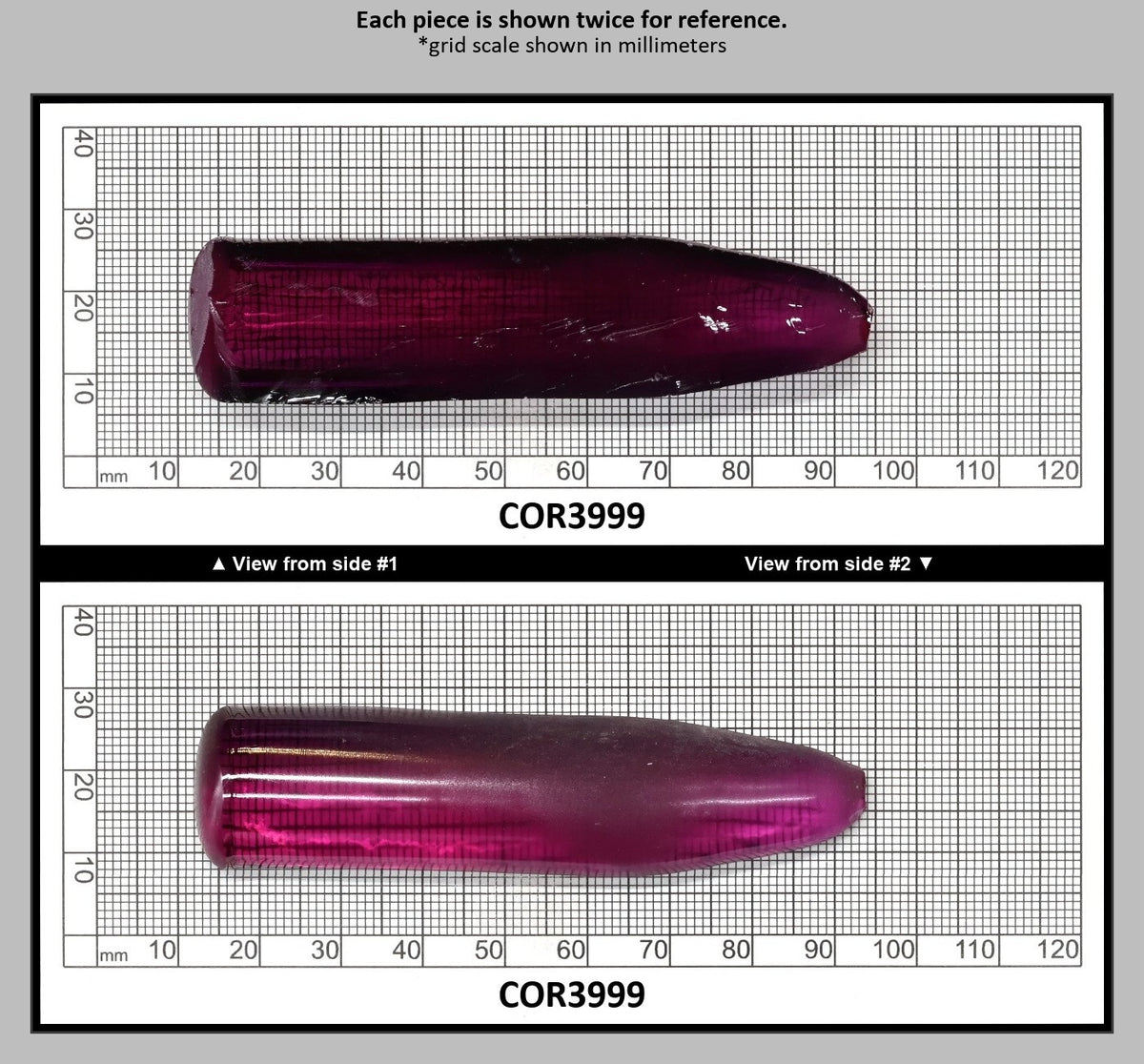 Purple #65 Lab Created Corundum Sapphire Faceting Rough for Gem Cutting - Various Sizes - Split Boule : COR3999