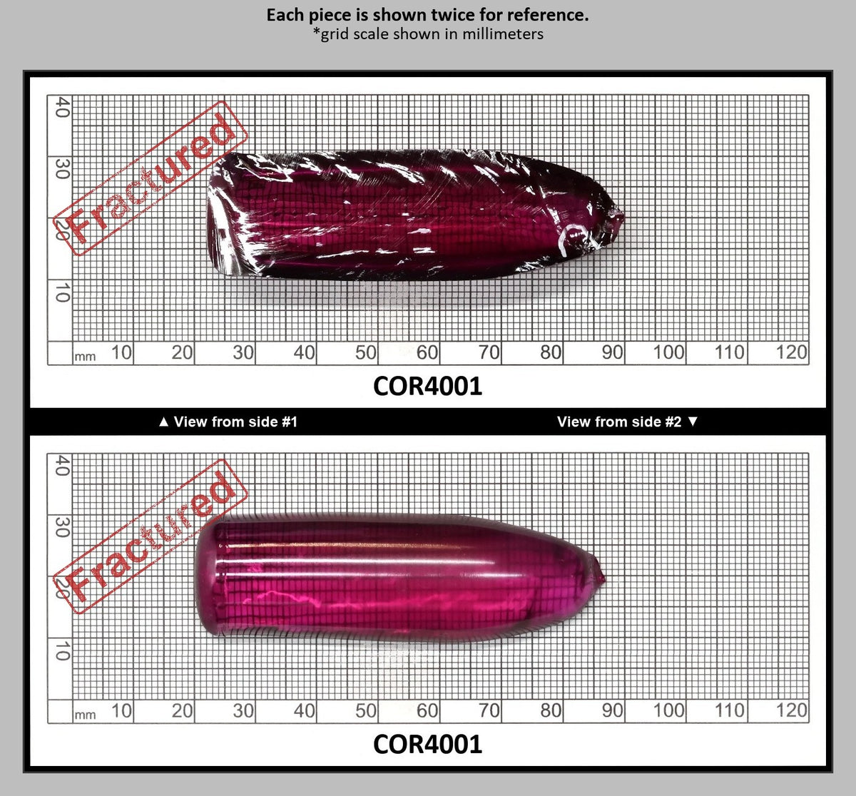 Purple #65 Lab Created Corundum Sapphire Faceting Rough for Gem Cutting - Various Sizes - Split Boule : COR4001