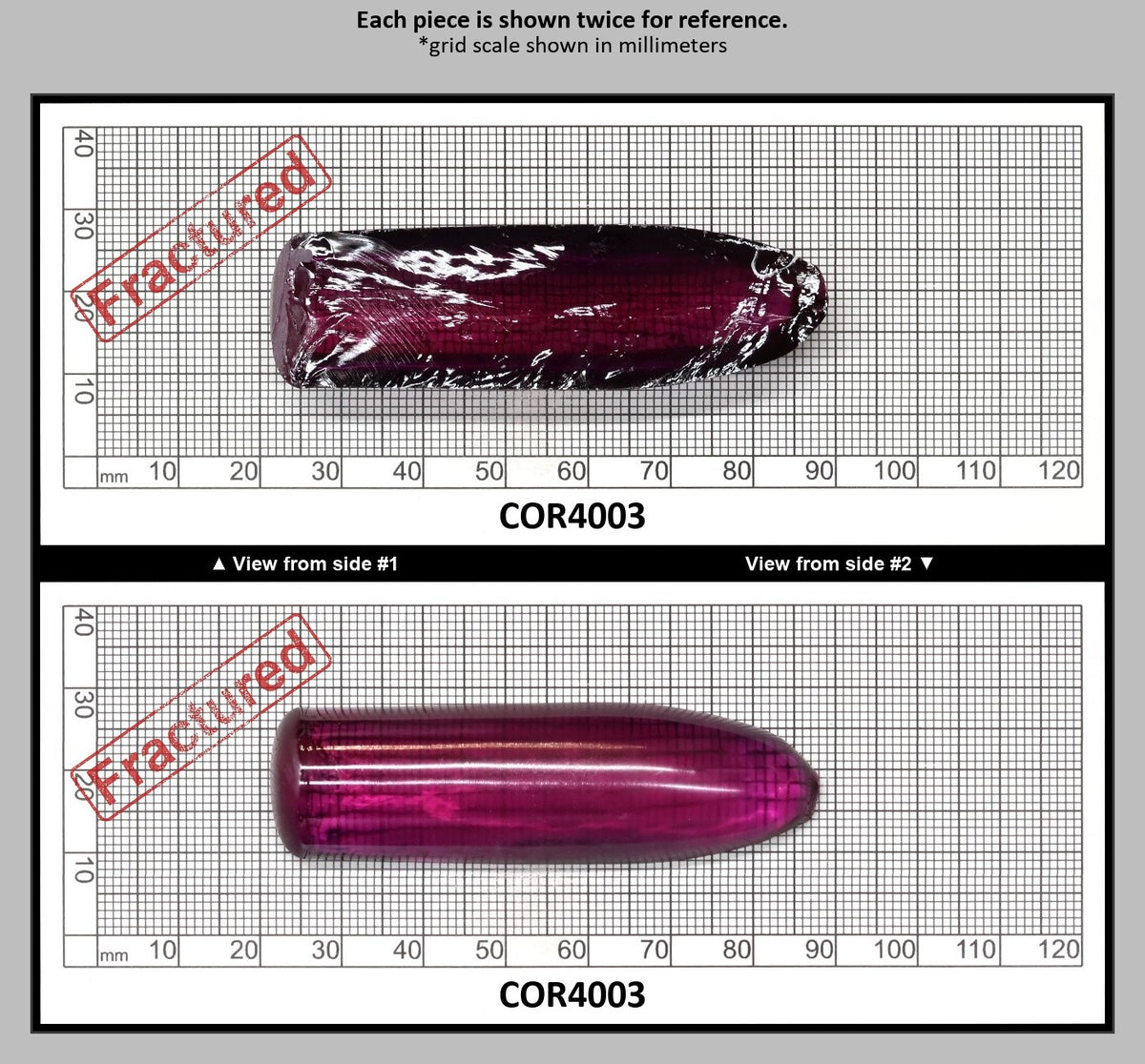 Purple #65 Lab Created Corundum Sapphire Faceting Rough for Gem Cutting - Various Sizes - Split Boule : COR4003