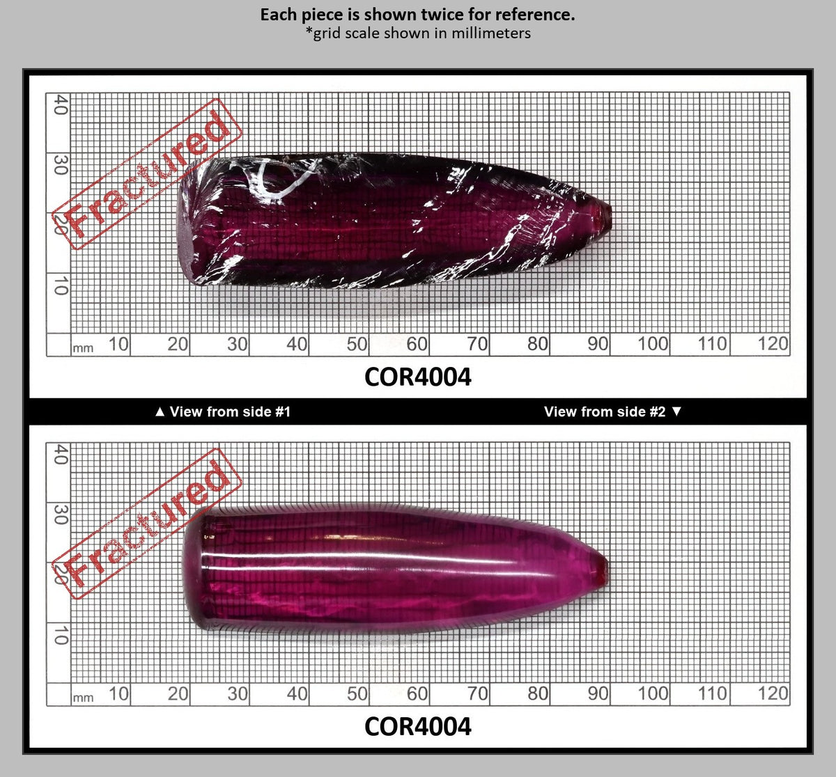 Purple #65 Lab Created Corundum Sapphire Faceting Rough for Gem Cutting - Various Sizes - Split Boule : COR4004