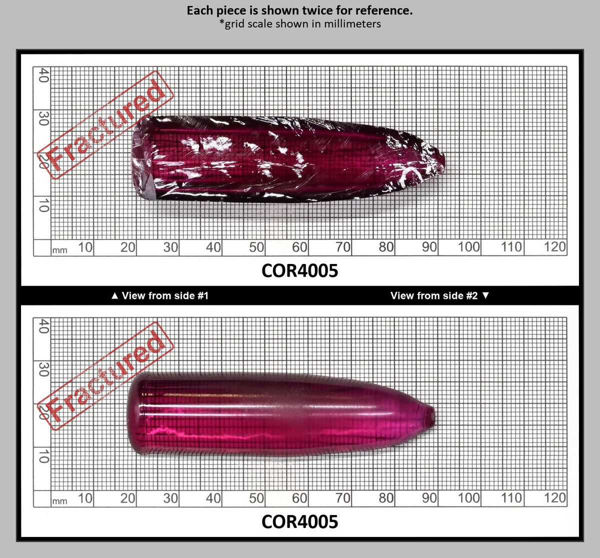 Purple #65 Lab Created Corundum Sapphire Faceting Rough for Gem Cutting - Various Sizes - Split Boule : COR4005