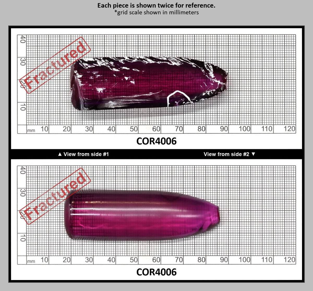 Purple #65 Lab Created Corundum Sapphire Faceting Rough for Gem Cutting - Various Sizes - Split Boule : COR4006