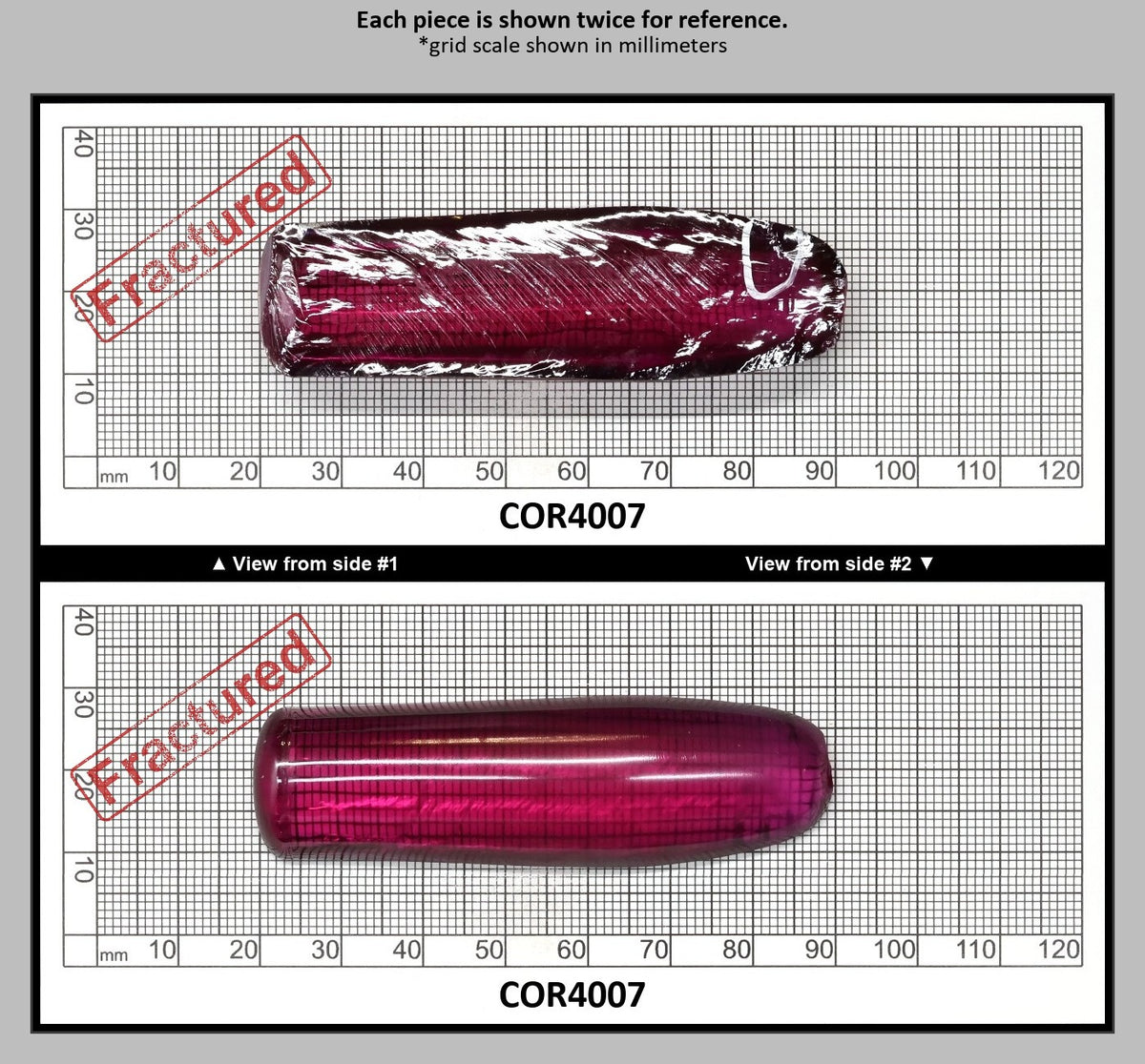 Purple #65 Lab Created Corundum Sapphire Faceting Rough for Gem Cutting - Various Sizes - Split Boule : COR4007