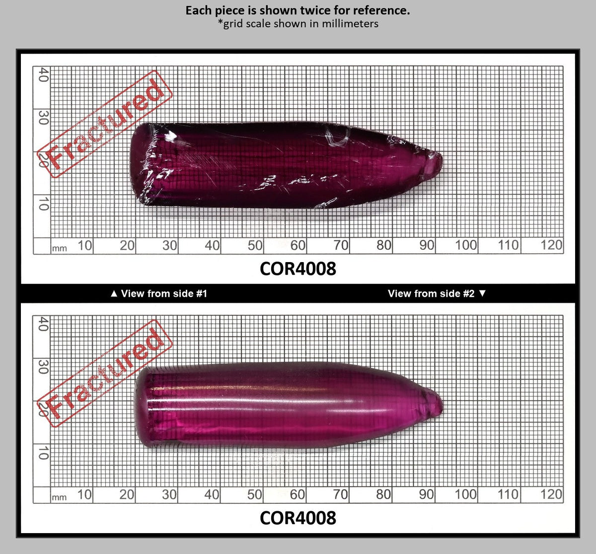 Purple #65 Lab Created Corundum Sapphire Faceting Rough for Gem Cutting - Various Sizes - Split Boule : COR4008