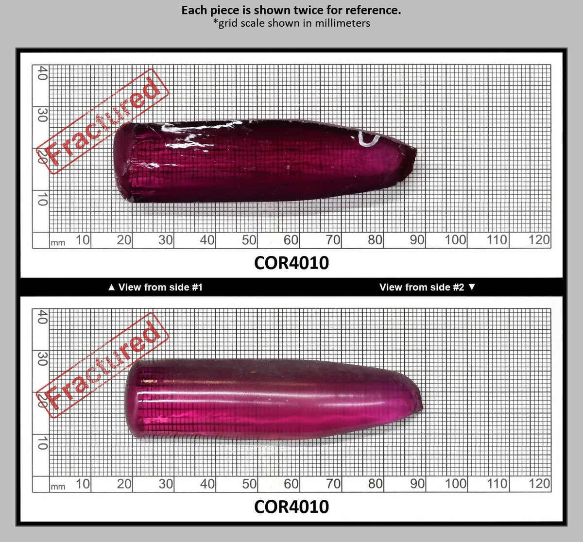 Purple #65 Lab Created Corundum Sapphire Faceting Rough for Gem Cutting - Various Sizes - Split Boule : COR4010
