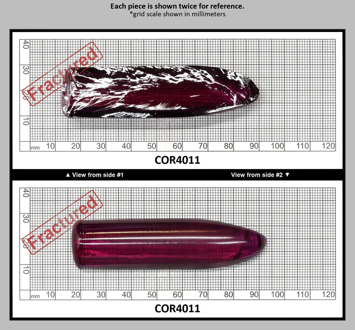 Purple #65 Lab Created Corundum Sapphire Faceting Rough for Gem Cutting - Various Sizes - Split Boule : COR4011