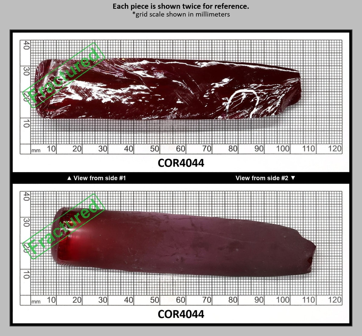Ruby Red #5 Lab Created Corundum Sapphire Faceting Rough for Gem Cutting - Various Sizes - Split Boule : COR4044