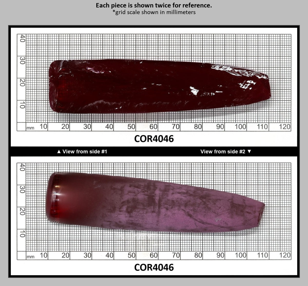 Ruby Red #5 Lab Created Corundum Sapphire Faceting Rough for Gem Cutting - Various Sizes - Split Boule : COR4046