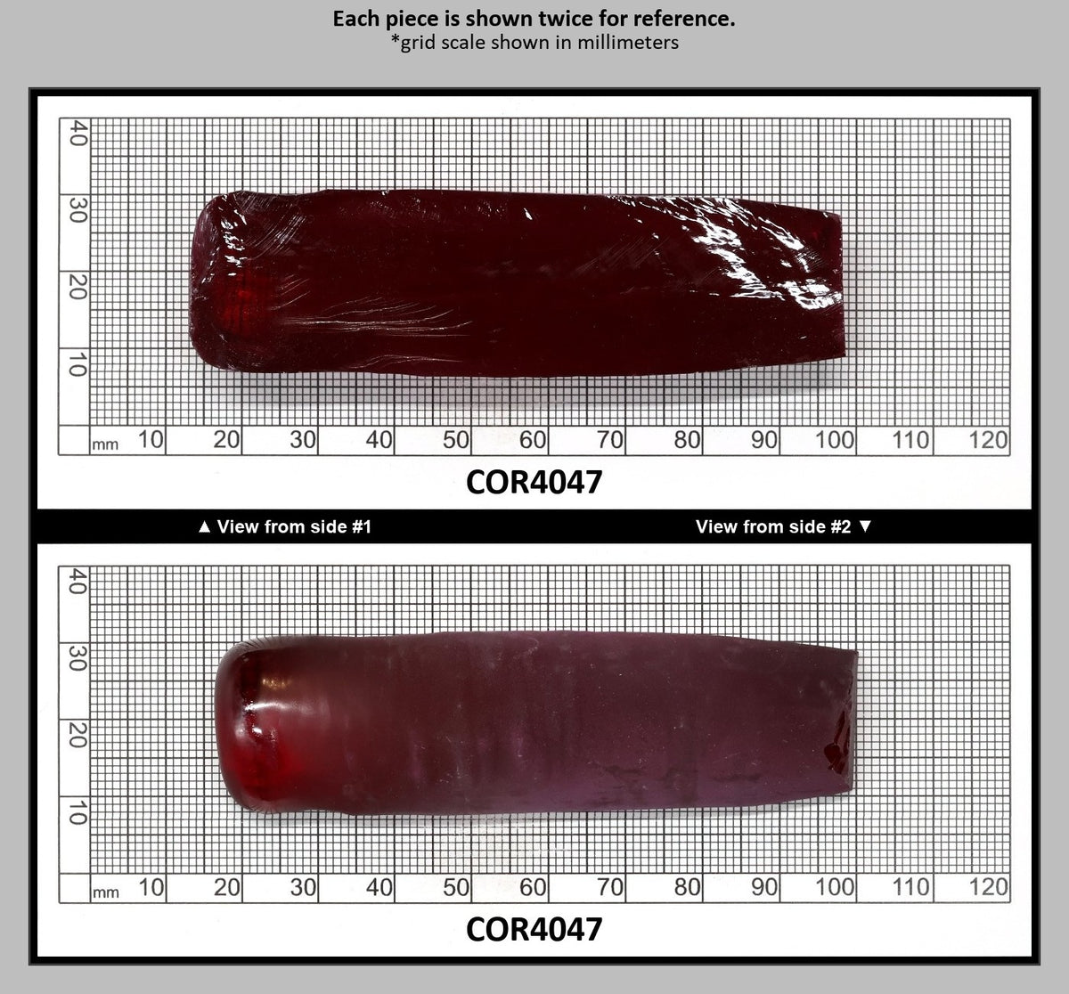 Ruby Red #5 Lab Created Corundum Sapphire Faceting Rough for Gem Cutting - Various Sizes - Split Boule : COR4047