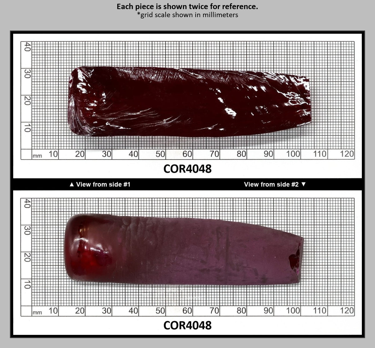 Ruby Red #5 Lab Created Corundum Sapphire Faceting Rough for Gem Cutting - Various Sizes - Split Boule : COR4048