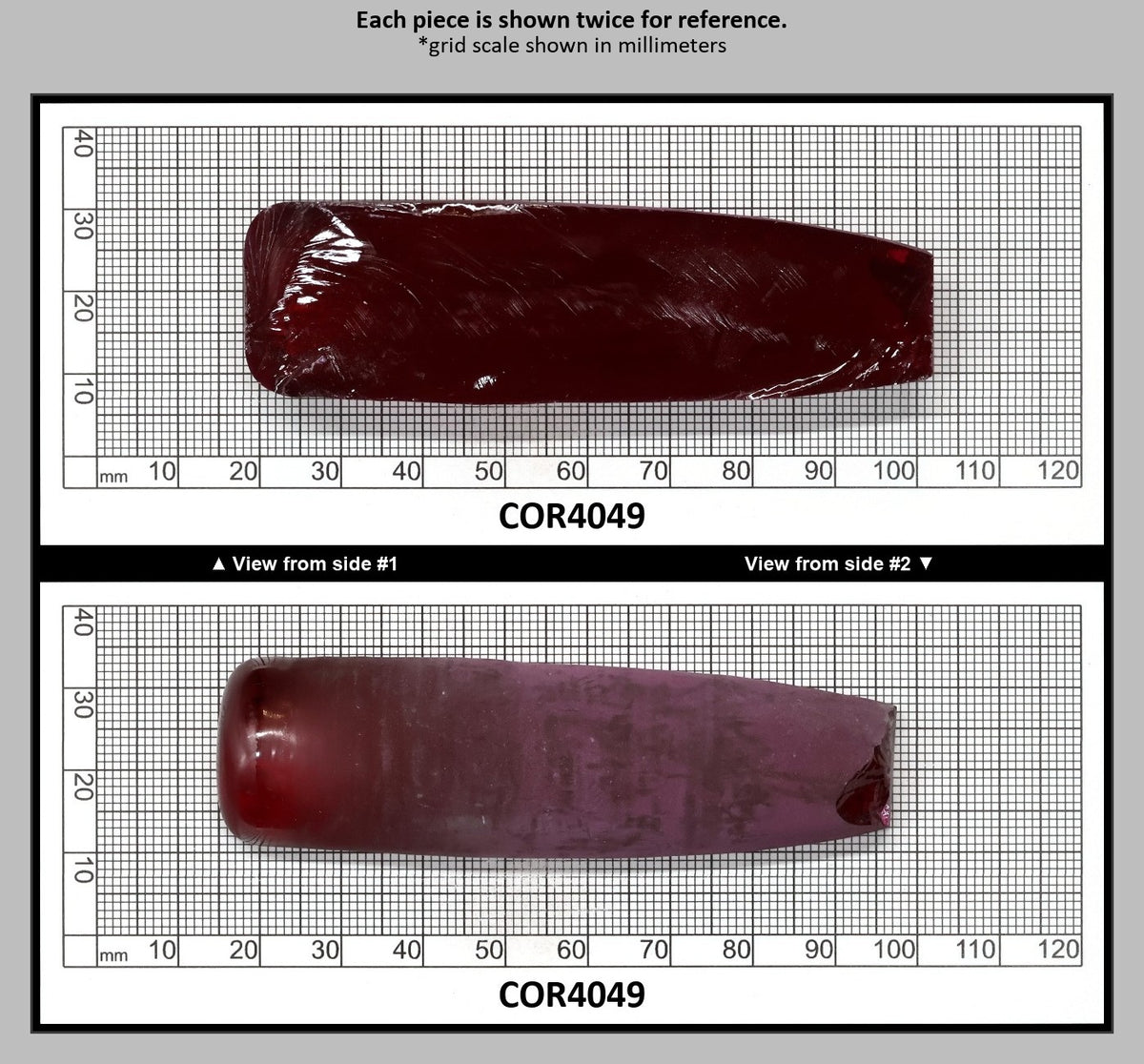 Ruby Red #5 Lab Created Corundum Sapphire Faceting Rough for Gem Cutting - Various Sizes - Split Boule : COR4049