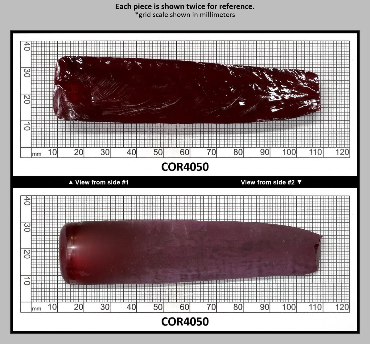 Ruby Red #5 Lab Created Corundum Sapphire Faceting Rough for Gem Cutting - Various Sizes - Split Boule : COR4050