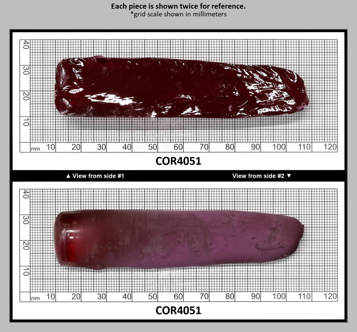 Ruby Red #5 Lab Created Corundum Sapphire Faceting Rough for Gem Cutting - Various Sizes - Split Boule : COR4051