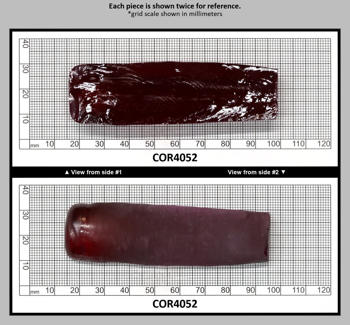 Ruby Red #5 Lab Created Corundum Sapphire Faceting Rough for Gem Cutting - Various Sizes - Split Boule : COR4052