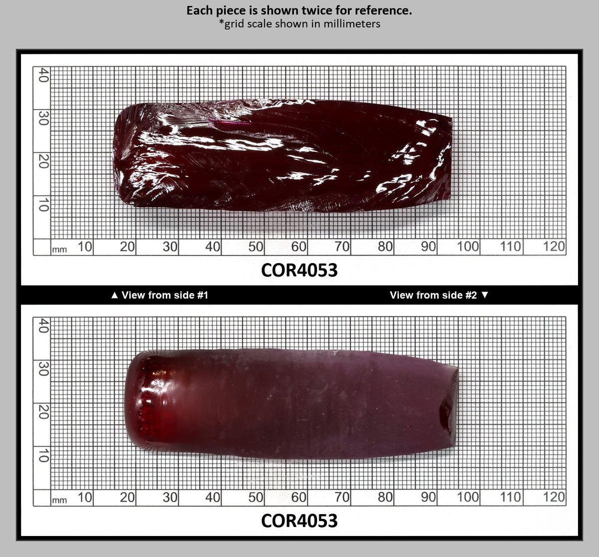 Ruby Red #5 Lab Created Corundum Sapphire Faceting Rough for Gem Cutting - Various Sizes - Split Boule : COR4053