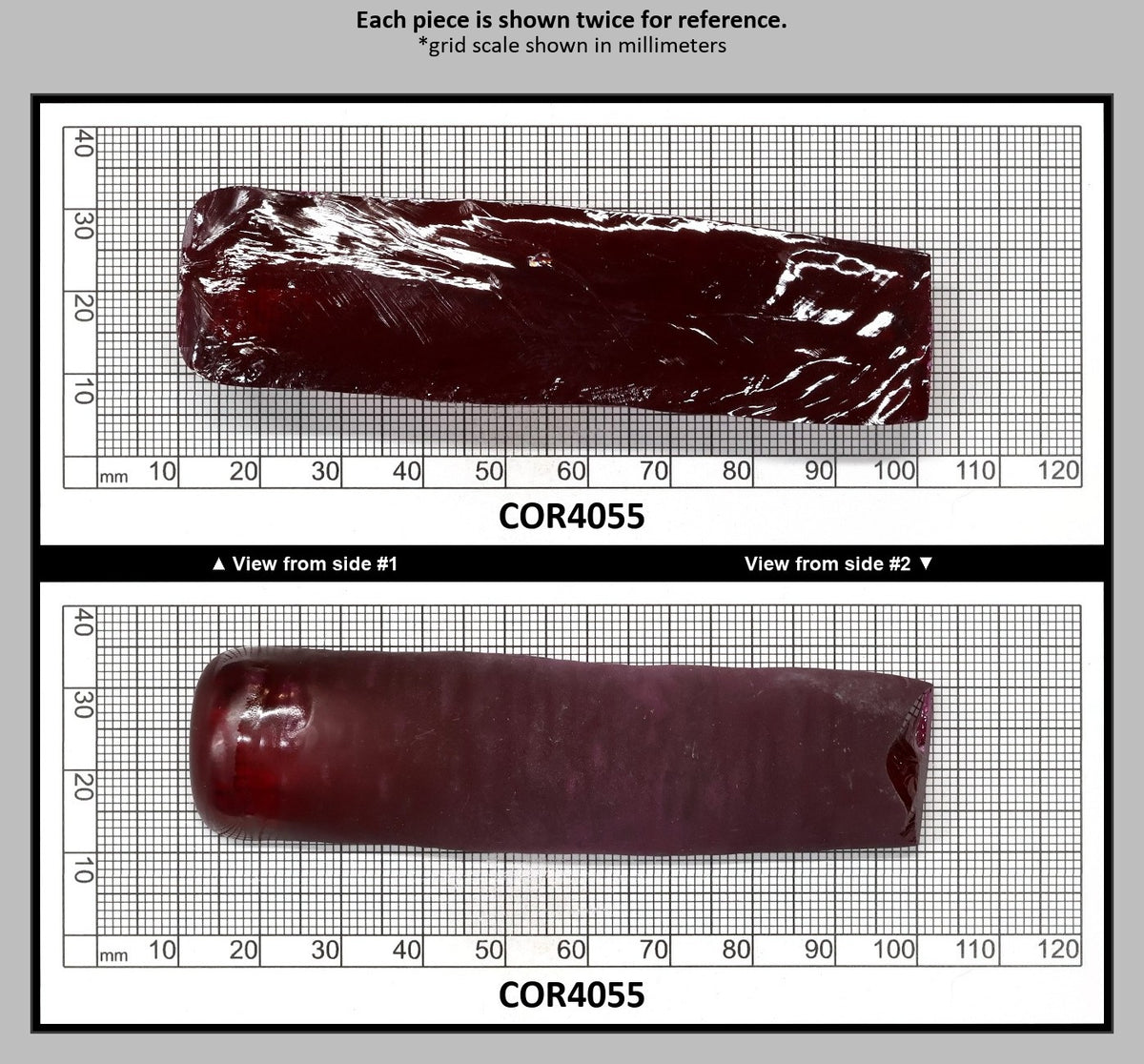 Ruby Red #5 Lab Created Corundum Sapphire Faceting Rough for Gem Cutting - Various Sizes - Split Boule : COR4055