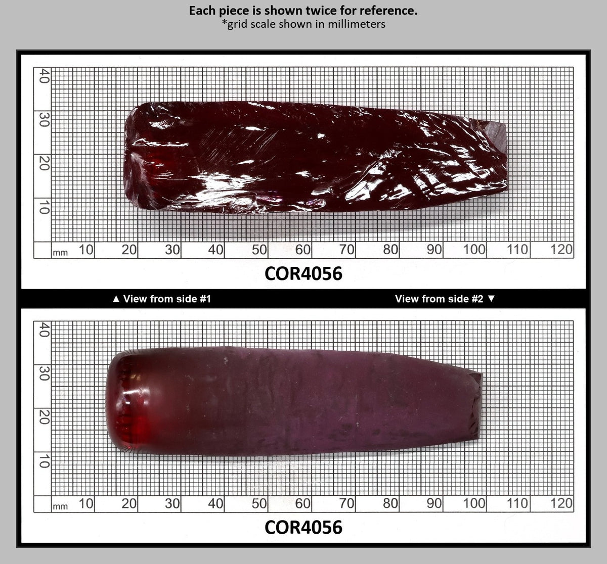 Ruby Red #5 Lab Created Corundum Sapphire Faceting Rough for Gem Cutting - Various Sizes - Split Boule : COR4056