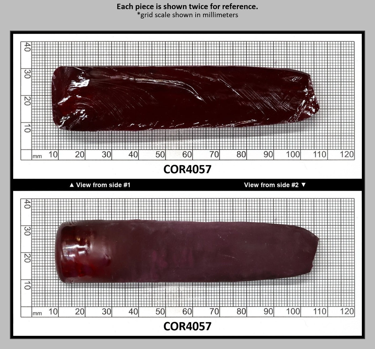 Ruby Red #5 Lab Created Corundum Sapphire Faceting Rough for Gem Cutting - Various Sizes - Split Boule : COR4057