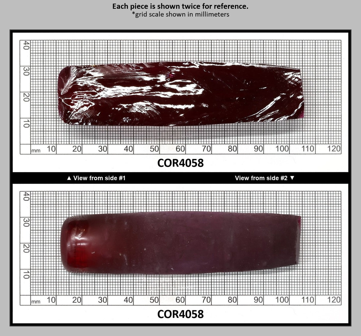 Ruby Red #5 Lab Created Corundum Sapphire Faceting Rough for Gem Cutting - Various Sizes - Split Boule : COR4058