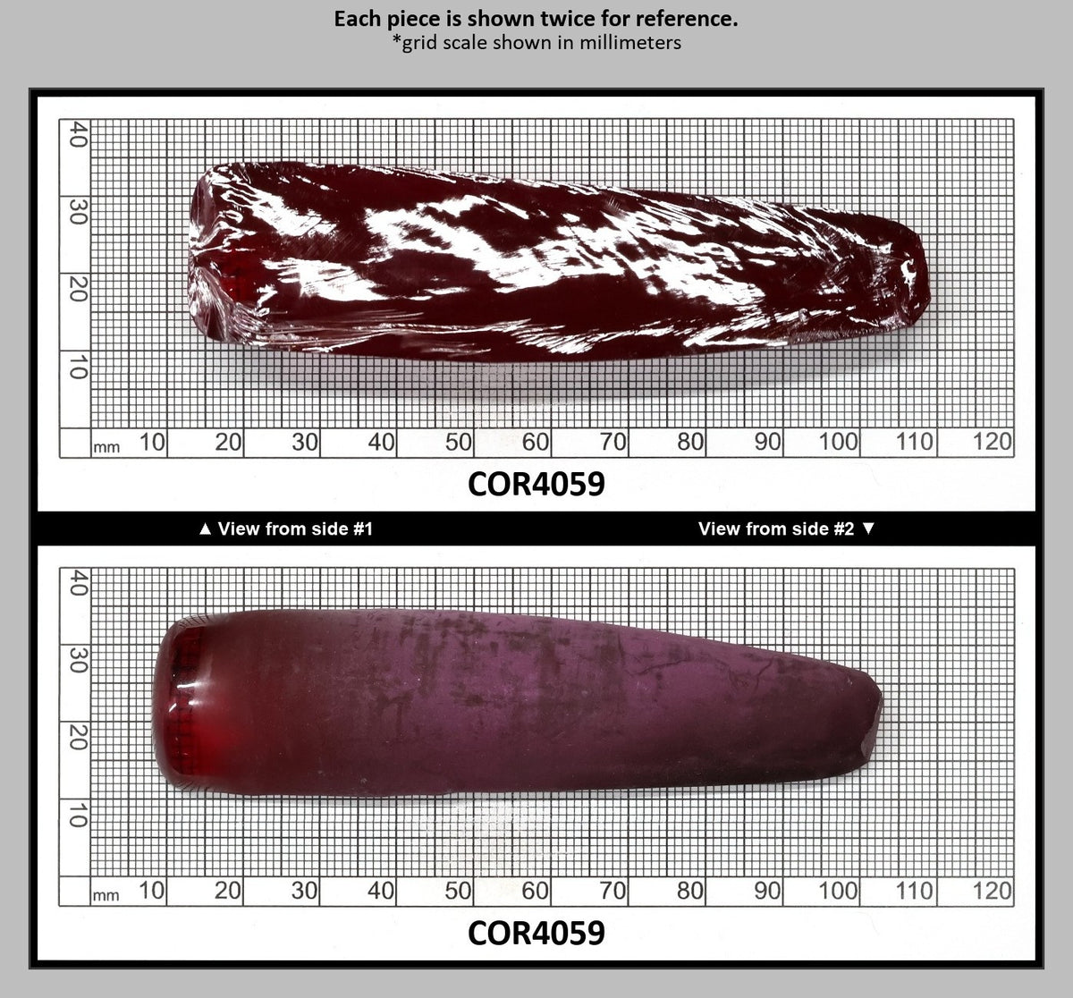 Ruby Red #5 Lab Created Corundum Sapphire Faceting Rough for Gem Cutting - Various Sizes - Split Boule : COR4059