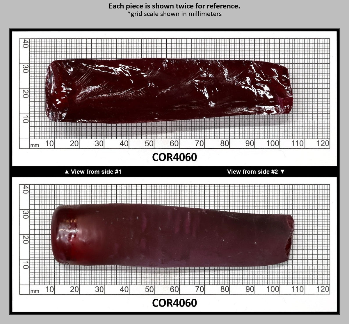 Ruby Red #5 Lab Created Corundum Sapphire Faceting Rough for Gem Cutting - Various Sizes - Split Boule : COR4060