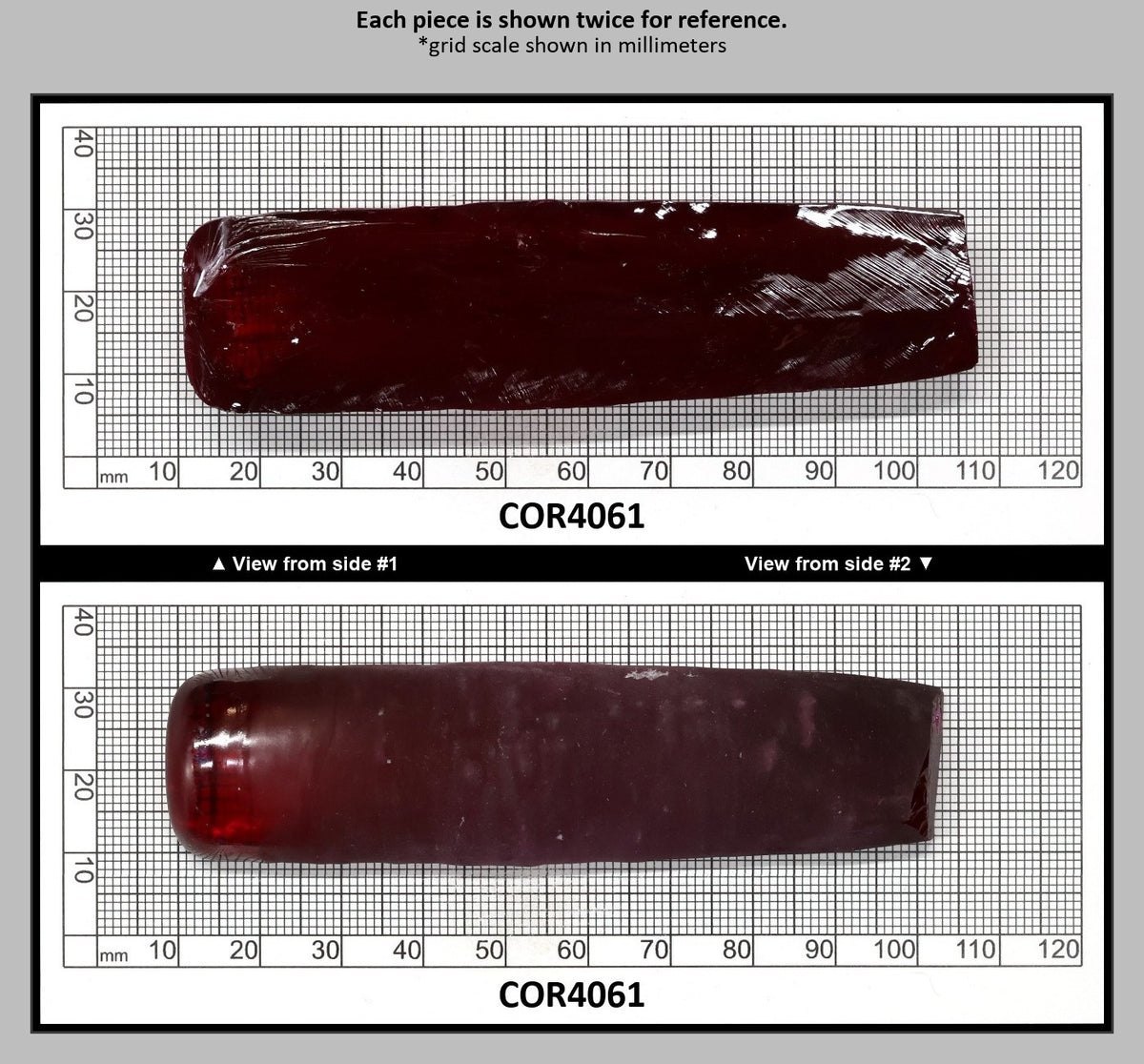 Ruby Red #5 Lab Created Corundum Sapphire Faceting Rough for Gem Cutting - Various Sizes - Split Boule : COR4061