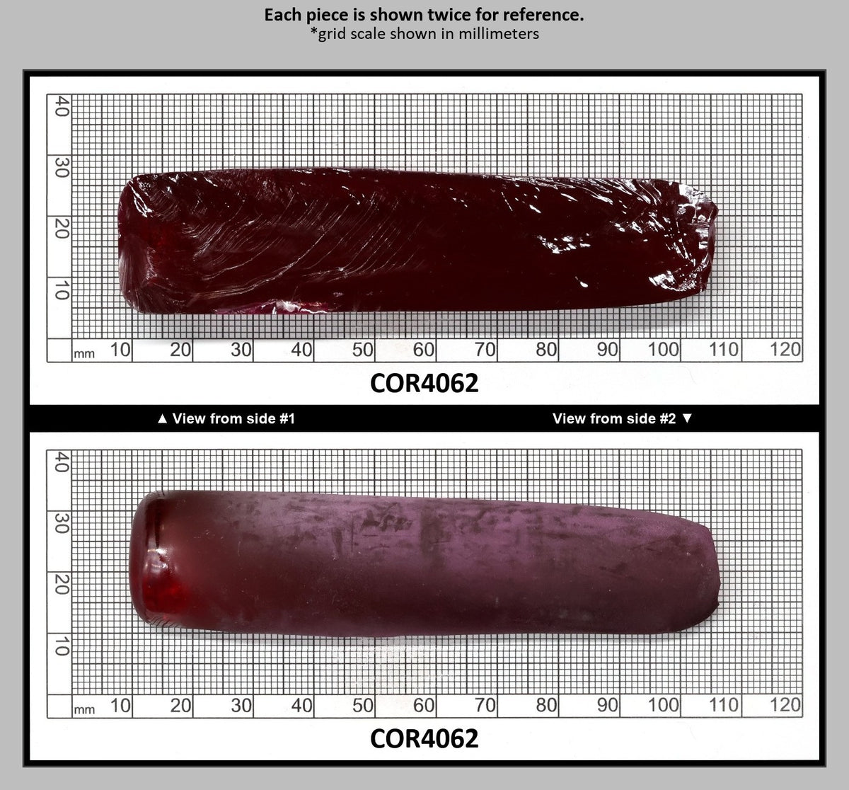 Ruby Red #5 Lab Created Corundum Sapphire Faceting Rough for Gem Cutting - Various Sizes - Split Boule : COR4062
